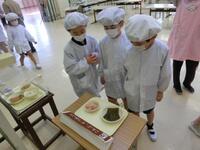 実物の食材を見る様子